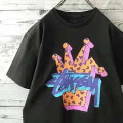 人気☆ステューシー ビッグプリント ショーンフォント クラウン Tシャツ L 黒