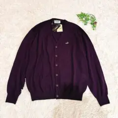 新品未使用タグ付クロコダイルCrocodile Vネックカーディガン L紫