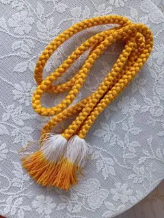 未使用品■帯締め　くみひも　丸型　イエロー系　山吹色　正絹