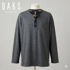 日本製 DAKS LONDON ダックス ヘンリーネック ロンT グレー Lのサムネイル