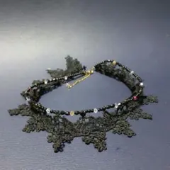 【美品】黒レースチョーカー ビーズ