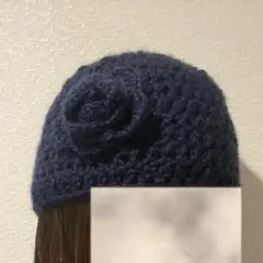 ニット帽 バラ　手編み　ビーニー　韓国