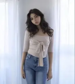 andmary Luca stitch tops beige - メルカリ