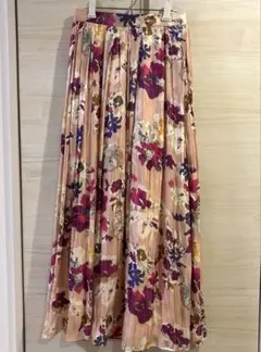 新品タグ付　マーキュリーデュオ　ロングスカート　フラワープリント　花柄　ピンク系