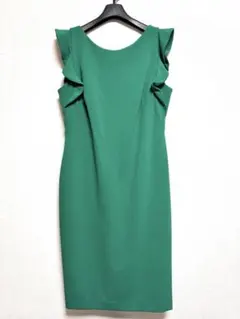 Calvin Klein グリーン フリル付きノースリーブワンピース サイズ8