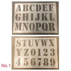 No.1 送料無料 ステンシルシート 縦5cm ARMYアルファベットセット数字