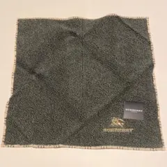 【未使用品】BURBERRY バーバリー ロゴ刺繍 タオルハンカチ モスグリーン