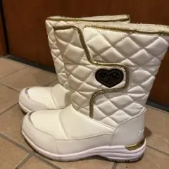 【23cm】スノー用ホワイトキルティングブーツ