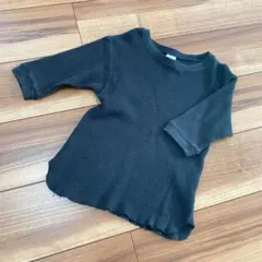 devirock デビロック　裾ラウンド無地ワッフル7分袖Tシャツ