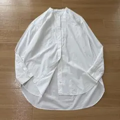 theory luxe バンドカラー コットンシャツ ロング丈 ビッグサイズ