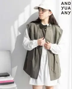 AND YUA ANY ミリタリーベスト カーキ