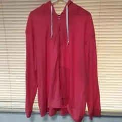 フルジップパーカー ピンク リブ編みワッフル生地