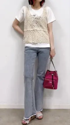 SHOO-LA-RUE Tシャツ　鍵あみベストM