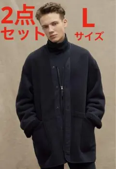 【廃番】ユニクロコラボ　フリース2点セット　L、XL ブラック