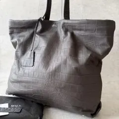 未使用タグ付き】 M.U.L. 2way クロコ型押し トートバッグ グレー 