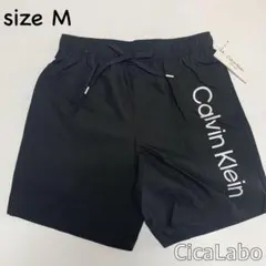 【新品】カルバンクライン 縦ロゴ 水着 ショートパンツ ブラック M