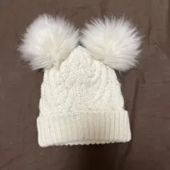 GAP ベビー ニット帽 ポンポン付き ホワイト