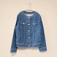 ノーカラー デニムジャケット