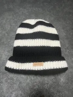 【Hand Made】ボーダー ニット帽 ビーニー 白黒 モノトーン ストリート