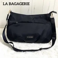 LA BAGAGERIE ラバガジェリー ショルダーバッグ ナイロン 黒3室のサムネイル