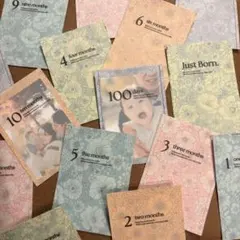 月齢カード （刺繍花柄5色）マンスリーカード フォトガーランド 月齢フォト