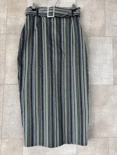 リップサービス ベルト付 マルチストライプ タイトスカート スリット入り M