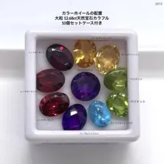 カラーホイールの配置 大粒 12.68ct天然宝石カラフル10個セットケース付き