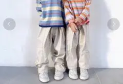 ブリーズ　【ウエスト調節可能】ワイドタックパンツ_10分丈　110〜120