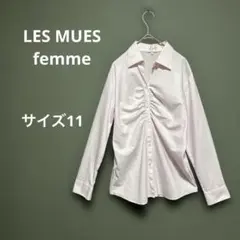 LES MUES femmeレディース　ワイシャツ　ピンク　ストライプ柄　M