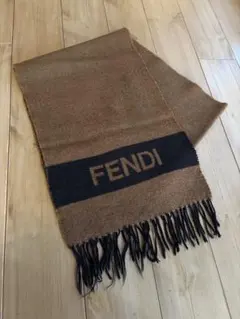 FENDI ロゴ入り マフラー ストール ブラウン