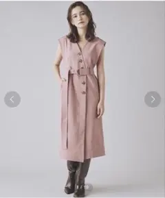 リリーブラウン　ベルト付きステッチワンピース　ピンク