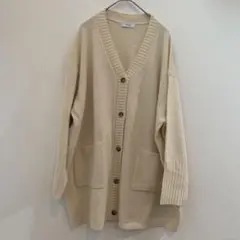 SHIPS any カシミヤ混Vネックカーディガン ベージュ　オフホワイトニット