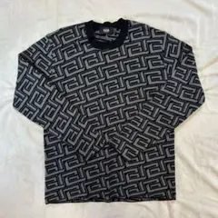 幾何学模様 ニットセーターメイズ柄　メンズ 総柄ジャガーニット