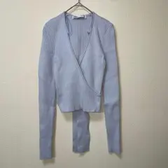 ZARA ザラ　ライトブルー　リブ編み　 長袖　ニット　セーター　M