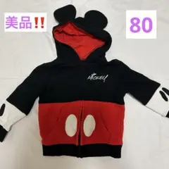 美品‼️ ミッキー 耳付きフードパーカー　80 90 ハロウィン　ディズニー