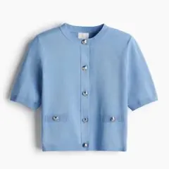 新品未使用 H&M ファインニットカーディガン 半袖 ライトブルー 水色