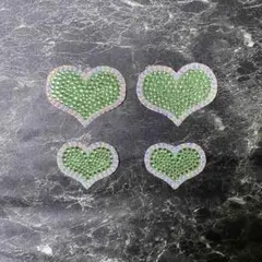 デコうちわ　デコパーツ　デコストーン　うちわ　パーツ　ハート　ライトグリーン