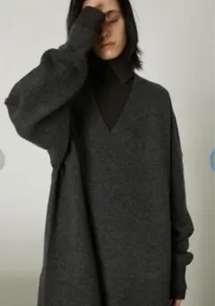 美品 RIM.ARK V-neck big knit ビッグニット チャコール