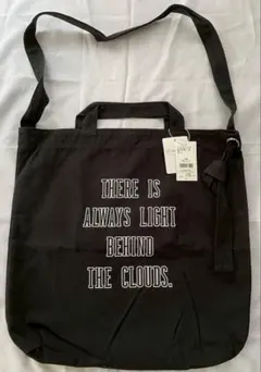 ブラック　メッセージプリントスーベニアトートバッグ