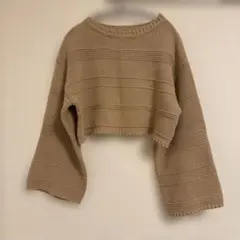 EGOIST 変形ラインニットTOP クロップドニット　ベージュ