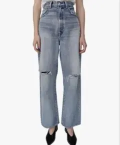 24インチ MOUSSY クラッシュルーズストレートデニム