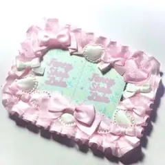 【358】B7 硬質カードケースデコ トレカケースデコ レースデコ【ピンク】