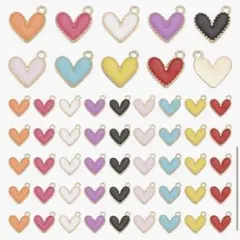 カラーハートチャーム 20個セット 10色×各2個 エナメルパーツ