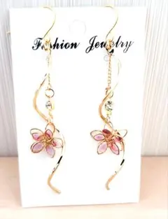 408# ピアス ハンドメイド フラワー レジン 桜 夏ピアス 春ピアス