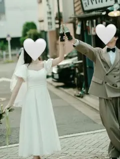 前撮りドレス　7部丈　ホワイト