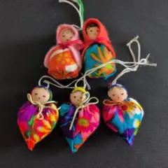 ハンドメイド カラフル人形 5体セット