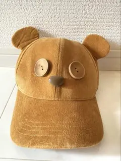 クマ耳付きコーデュロイキャップ