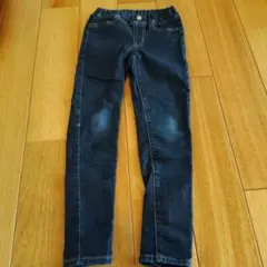 GU ダークブルー スリムフィット デニムパンツ 120cm