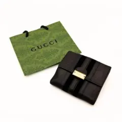 GUCCI グッチ G金具 レザー財布 ネイビー イタリア製 箱付 - メルカリ