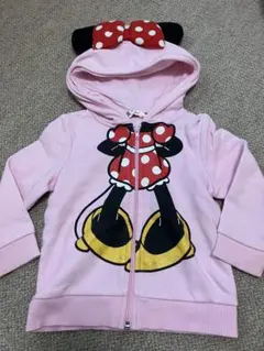 ミニー　なりきり　パーカー　フード　リボン付き　耳付き　ピンク　90
